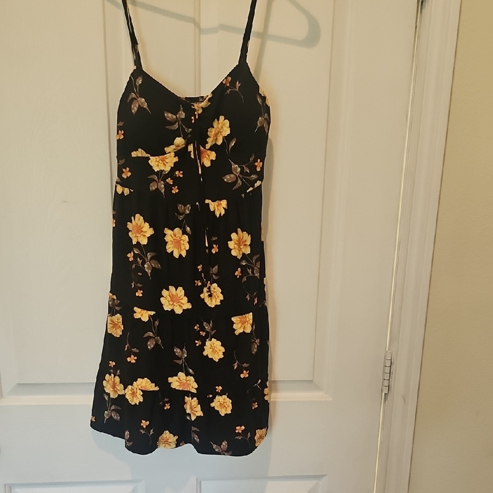 No Boundaries Black and Yellow Floral Mini Dress
